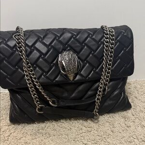 Kurt Geiger Black Quilted Shoulder Bag with Silver Chain Xxl